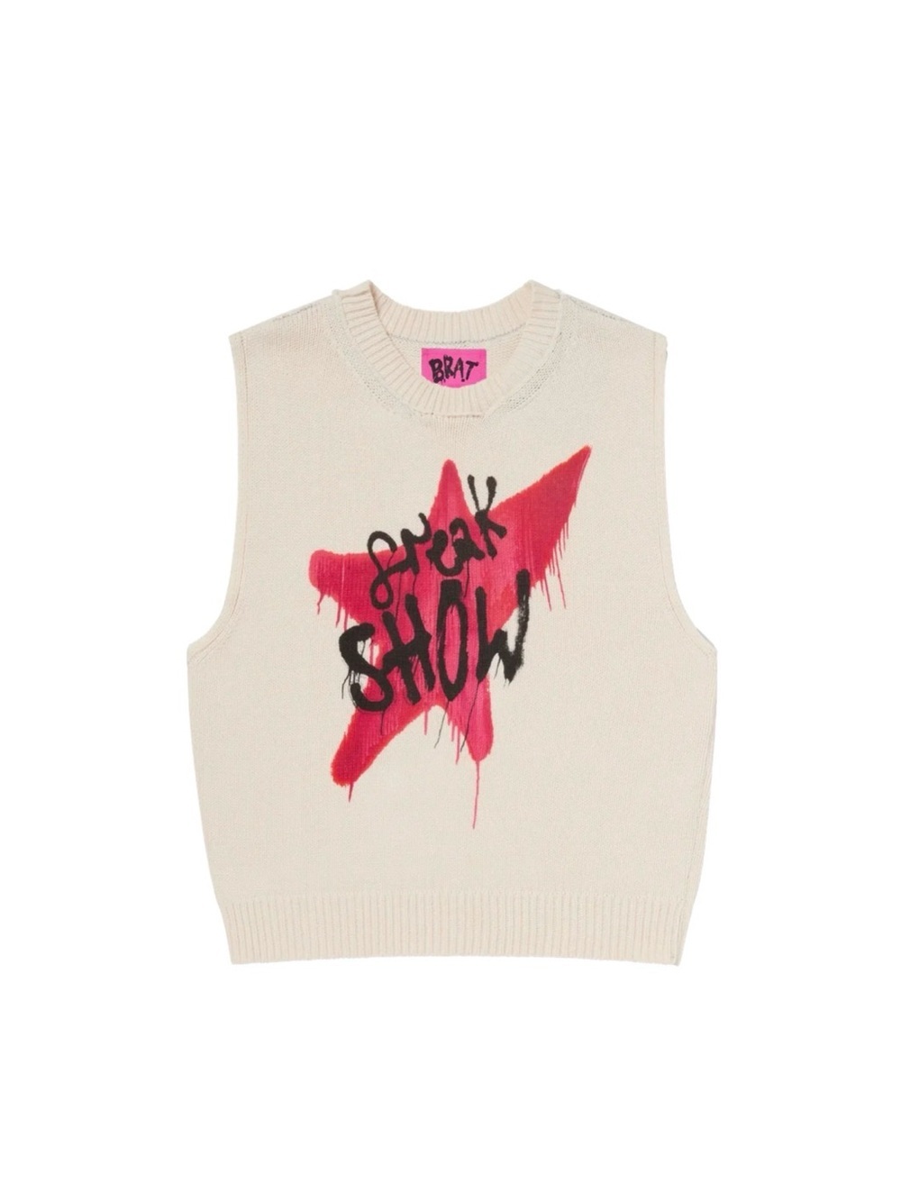 NWT Yungblud BRAT Pink and White FREAK SHOW soft Knit Sweater Unisex
